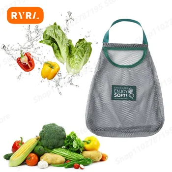 Многоразовая кухонная подвесная сетчатая сумка Сетчатые сумки для хранения фруктов и овощей для имбиря, чеснока, картофеля, двухслойного загущения