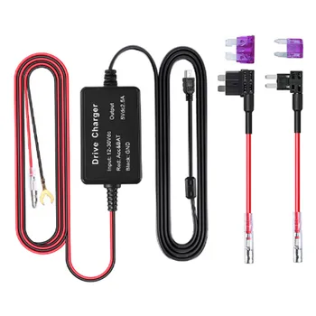 Dash Cam Hardwire Kit Защита от перегрева Скрытая проводка USB Адаптер 12 В-30 В на 5 В Автомобильный видеорегистратор Шнур питания для GPS-навигатора