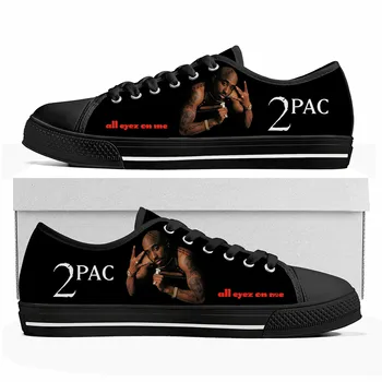 Rap 2Pac Tupac All Eyez On Me Low Top Высокое качество Кроссовки Мужские Женские Подросток Холст Кроссовки Повседневная Пара Обувь Изготовленная На Заказ Обувь