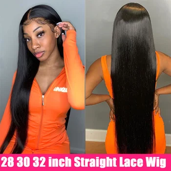 Бесклеевые 13x4 Bone Straight HD Lace Front Human Hair Парики для женщин Pre Plucked HD Прозрачный кружевной фронтальный парик 4x4 Закрытие парика