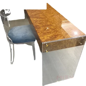 L Акриловый стол, рабочий стол из кусковой кожи дерева, комбинированный стол из органического стекла и металла, офисный стол, туалетный столик, компьютерный стол
