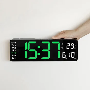13 дюймов Цифровые настенные часы с дистанционным управлением Электронные светодиодные часы Датчик света с 3 цветами 10-скоростной контроль Украшение гостиной