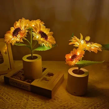 Искусственный тюльпан Подсолнух Декоративный свет Перезаряжаемая лампа для спальни Креативный ночник для детей Друг День рождения Праздничный подарок