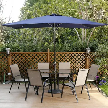  10-футовый солнцезащитный козырек с солнечным освещением, прямоугольный наклонный зонт с 30 светодиодами, защита от солнца в саду, навес от дождя