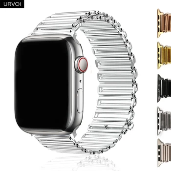 URVOI Ремешок для Apple Watch ultra 2 Series 9 8 7 6 SE5 ремешок из нержавеющей стали для iWatch кольца цепочка крючок браслет аксессуары