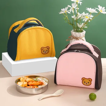  Симпатичный медведь Изолированная сумка для ланча для женщин Термо Ланчбокс Сумка Для завтрака Портативный Школьный Ребенок Пикник Дорожные Сумки Для Еды