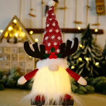 Гном Санта-Клаус Украшения со светодиодной подсветкой Рождественские гномы Кукла с рогами Домашние рестораны Украшение ручной работы Рождественские принадлежности