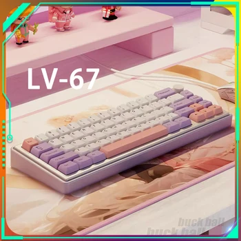 1Stplayer LV67 Игровая механическая клавиатура Многофункциональная ручка Алюминиевые комплекты 66 клавиш Горячая замена клавиатуры Прокладка RGB ПК Геймер Подарки