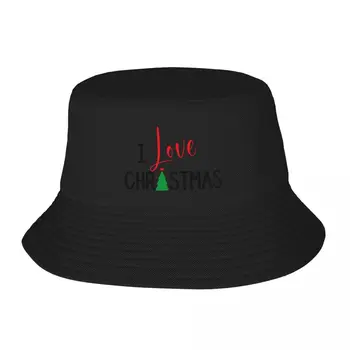 Я люблю Рождество: празднование сезона Шляпа-ведро Шляпа от солнца Изготовленная на заказ кепка Мужская шляпа Женская