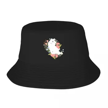 Новая американская эскимосская собака и цветы - фиолетовый фон ведро шляпа каска модная кепка для женщин мужская