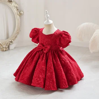 Красный Девочка 1 год День рождения Платье Новорожденный Крестильное Платье Младенец Девочка Платье Малыш Крещение Платья Маленький Ребенок Vestidos
