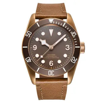 41 мм Corgeut роскошный топ-бренд Сапфировое стекло Стерильный кофейный циферблат PVD Механические мужские часы Япония NH35 Автоматические наручные часы
