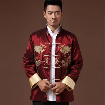 Китайская традиционная одежда с принтом феникса дракон костюм тан одежда мужская вышитая свадебная куртка с длинным рукавом
