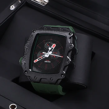 Чехол + ремешок для Apple Watch 44 мм 45 мм Стеклянный экран Крышка бампера для iWatch Series 7 45 мм 6/5/4/SE 44 мм металлический модифицированный чехол