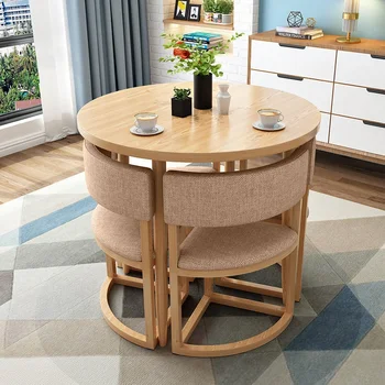 Набор мобильных обеденных столов Кухня 4 стула Новыйклассический деревянный стол для макияжа Мебель для небольших апартаментов Muebles de Cocina