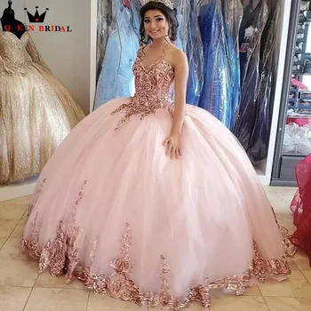 Розовое бальное платье с возлюбленной Платья Quinceanera 2023 Vestidos De 15 Anos Illison Аппликация Тюль День рождения принцессы на заказ ZZ12