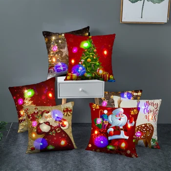 Рождественская наволочка LED Light Домашний диван Офисная подушка Праздничные аксессуары Чехол