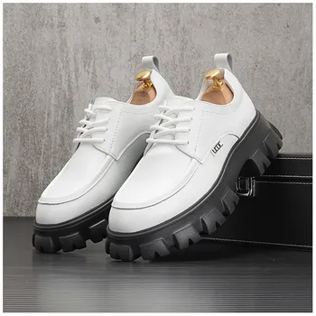 Весна 2022 Модный тренд Новая кожаная обувь Повседневная обувь Дышащие нескользящие износостойкие кроссовки Белая обувь для мужчин