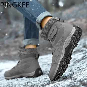 PINGKEE треккинг мужские ботинки зимняя спортивная обувь с бесплатной доставкой пешие прогулки водонепроницаемые на открытом воздухе мужские повседневные мужские ботинки с высоким верхом