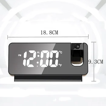 180 ° Спальня Прикроватные смарт-часы Часы Проекция с Будильник Цифровая электронная функция зарядки Стол для повтора