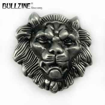 Bullzine Lion пряжка для головы с оловянной отделкой FP-03271 подходит для ремня шириной 4 см