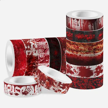 12 рулонов Хэллоуин Кровотечение рук Прозрачная самоклеящаяся лента Washi DIY Сумка Материал Упаковка 12 шт. Альбом для вырезок