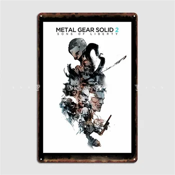 Metal Gear Solid 2: Плакат Сынов Свободы Металлическая табличка Клубный бар Винтажный настенный декор Жестяной знак Плакат