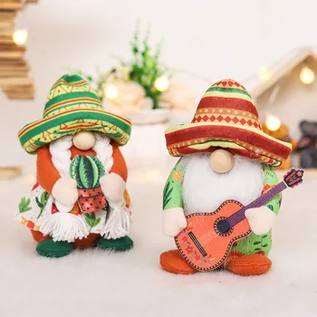 2023 Новый мексиканский фестиваль Музыкальный инструмент Карликовая кукла Кактус Безликая пара Кукла Рождественские праздничные украшения оптом