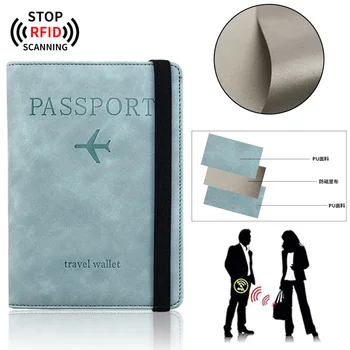 Женщины Мужчины RFID Винтажный держатель обложки для бизнес-паспорта Органайзер Многофункциональная идентификационная карта PU кожаный кошелек чехол для путешествий аксессуары