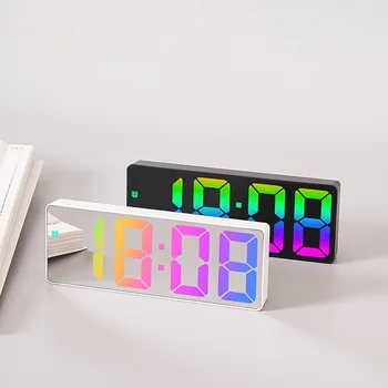 Красочный светодиодный электронный будильник 3 уровня Регулируемая яркость Время Дата Температура Дисплей Большой экран Настольные часы
