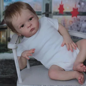 NPK 22-дюймовая кукла с мягким телом Reborn Oskar Awake Baby Oskar Awake Baby уже окрашена готовая кукла для подарка ребенку