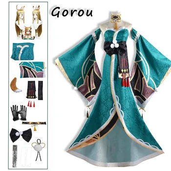 Gorou Geo Bow Ivitation Мисс Хина Косплей Genshin Impact Костюм Хэллоуин Вечеринка Платье Косплей Женщины Кимоно Игровая одежда