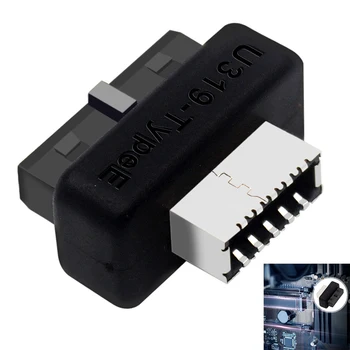 Адаптер USB-разъема материнской платы USB 3.0 90-градусный преобразователь 19-контактный / 20-контактный разъем для внутреннего разъема Type-E для адаптера типа E