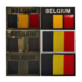  инфракрасный отражающий ИК Нашивка флага Бельгии Бельгийская эмблема Тактическая повязка Крючок Петля Застежка Подложка Декоративные значки