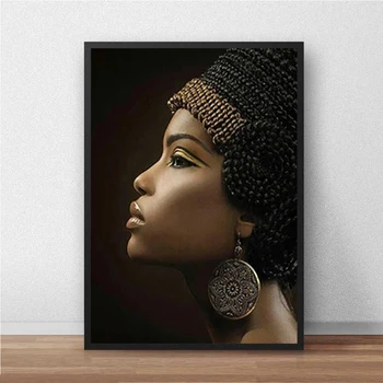  HD Печать Плакат Элегантная Черная Африканская Женщина Картина Маслом Фреска Современная Скандинавская Гостиная Домашний Декор Картина Холст