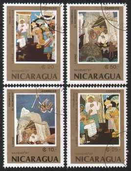 4Pcs/Set Никарагуа Почтовые марки 1987 Всемирно известные картины с пометкой Почтовые марки для коллекционирования