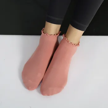 Женские кружевные хлопчатобумажные носки для пилатеса силиконовые нескользящие носки для йоги для женщин фитнес балет танцпол дышащий босоногий носок