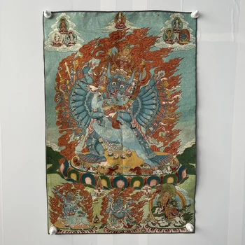 Китайская сложная шелковая вышивка, Будда-бодхисаттва удачи, Геомантическое предзнаменование, Картина Тханка, Настенное украшение дома