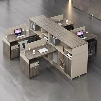 Офисная мебель, стол для персонала, компьютерный стол для офисного персонала, комбинация простого современного офисного стола и стула для трех человек