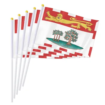 PTEROSAUR 14x21см Канада Провинция Остров Принца Эдуарда Ручной Флаг, Калифорния Канадский Ручной Маленький Развевающийся Флаг Декор Подарки, 50/100шт