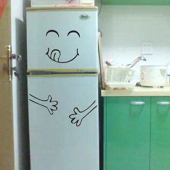 Кухонные наклейки на стену Плитка Искусство Лицо Холодильник Наклейка Стена Вкусный Холодильник Милый Счастливый Кухня Наклейки Домашний Малыш Наклейки На Стену