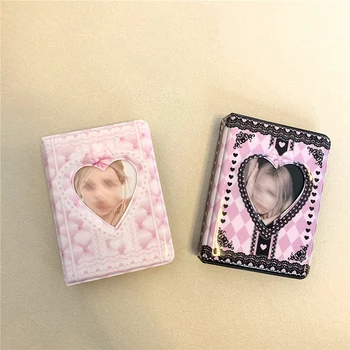 INS Розовый черный кружевной клетчатый фотоальбом Korea Idol Star Chasing Binder Держатель для фотокарт 3 дюйма Collect Book Album