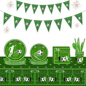  Футбольная тематическая посуда Одноразовые чашки Тарелки для футбольных украшений на день рождения