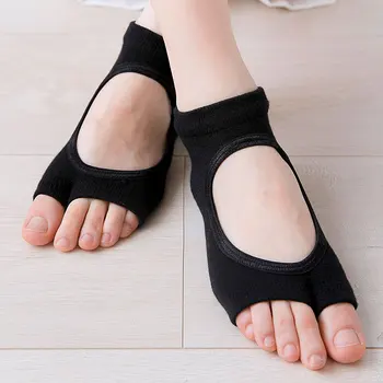 Новые женские противоскользящие носки для йоги Спортивные носки для пилатеса с двумя пальцами ног Вентиляция Быстросохнущие носки Ballet Professiona Dance Sock Тапочки