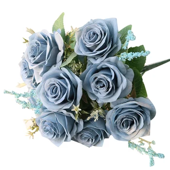 Лучшие искусственные синие розы Цветы Шелковая роза Букет цветов Искусственные цветы Украшение домашнего сада Свадебные розы