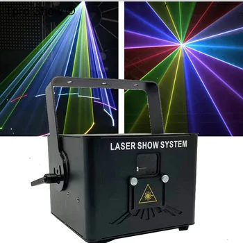 1 Вт 2 Вт RGB Лазерная анимация Лучевой сканер Сцена Лазерный световой проектор Dmx512 DJ Диско Бар Клуб Вечеринка Танец Свадьба Рождественский эффект Шоу
