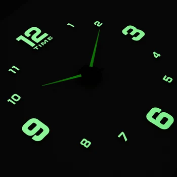 Saat Часы Цифровые настенные часы Reloj Horloge Duvar Saati Klok Orologio da Parete Wandklok Luminova Luminous 3D Large Mute