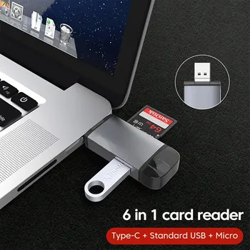 6 в 1 Кардридер Флэш-накопитель SD Кардридер Тип C на Micro USB OTG Адаптер USB2.0 TF Карта для мобильного телефона Ноутбук