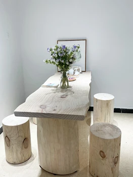 5YA1 магазин одежды из цельного массива дерева длинный стол журнальный столик бревенчатый стол простой ювелирный стол поток на острове.