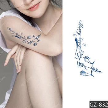 Полуперманентный женский сок водонепроницаемый временный татуировочный поддельный стикер письмо красота 15 дней длительный срок действия для тела рука звезда искусство тату